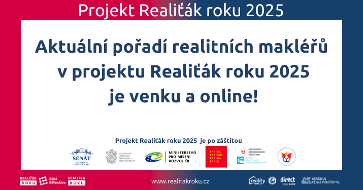 Aktuální pořadí realitních makléřů v projektu Realiťák roku 2025 je venku a online!