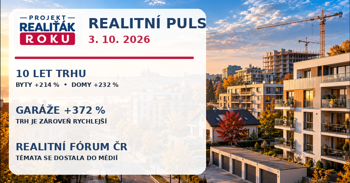 Realitní puls 3. 10. 2026: Byty za 10 let zdražily o 214 %, garáže o 372 %. Metro D mění Libuš