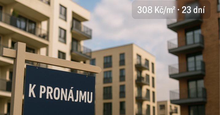 Nájmy zrychlily, ne zlevnily: 308 Kč/m² v říjnu 2025 a byty mizí za 23 dní