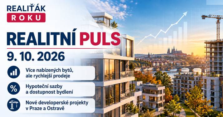 Realitní puls 9. 10. 2026: Nabídka bytů vzrostla o 19,2 %, doba nabízení klesla na 62 dní