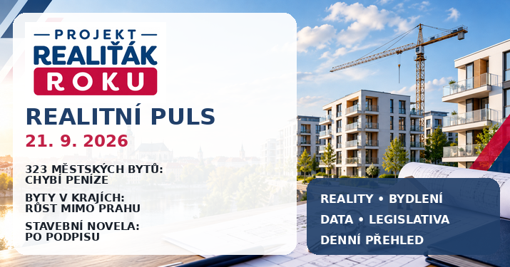 Realitní puls 21. 9. 2026: Regionální byty rychle zdražují, Budějovicím chybí peníze na 323 bytů a stavební novela čeká na další krok