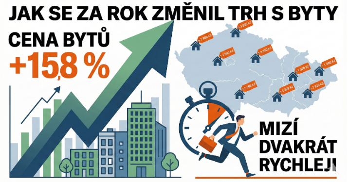 Jak se za rok změnil trh s byty: metr zdražil o 15,8 %, ale byty mizí dvakrát rychleji