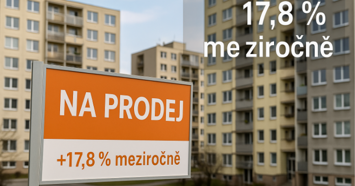Byty na prodej výrazně zrychlily a zdražily: Česko +17,8 % meziročně, inzerce spadla na 62 dní