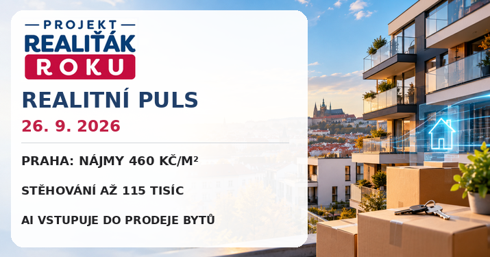 Realitní puls 26. 9. 2026: Nájem v Praze je na 460 Kč/m², stěhování stojí přes 100 tisíc a AI začíná prodávat byty