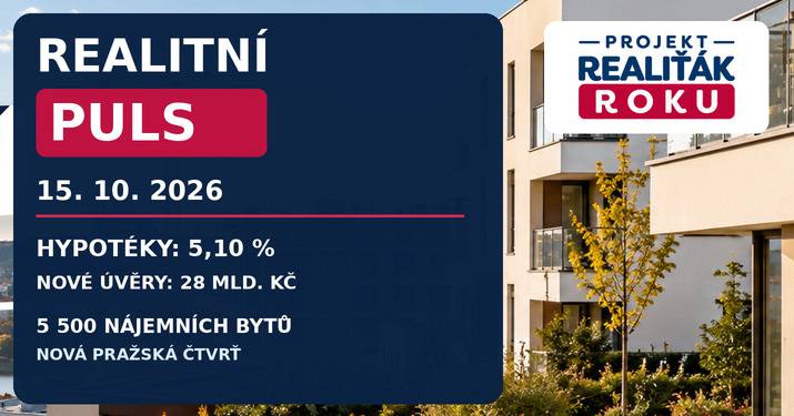 Realitní puls 15. 10. 2026: Hypotéky za 28 miliard, 5 500 nájemních bytů a velký rozdíl mezi cenami bytů a stavebními náklady