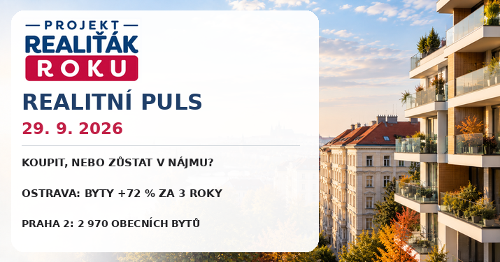 Realitní puls 29. 9. 2026: Koupit byt, nebo zůstat v nájmu? Ostrava zdražila o 72 % a Praha 2 ukazuje jinou cestu