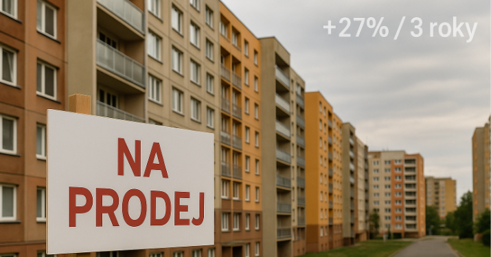 Byty na prodej na novém maximu. Za tři roky +27 %, nejrychleji dohánějí „levné“ kraje