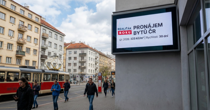 Pronájem bytů v ČR za posledních 8 kvartálů: cena vzrostla na 323 Kč/m² a trh se v Q1 2026 zrychlil na 30 dní