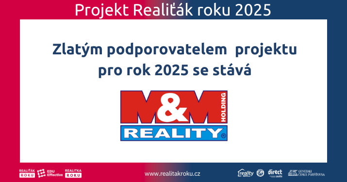 M&M reality se stala zlatým podporovatelem projektu Realiťák roku 2025