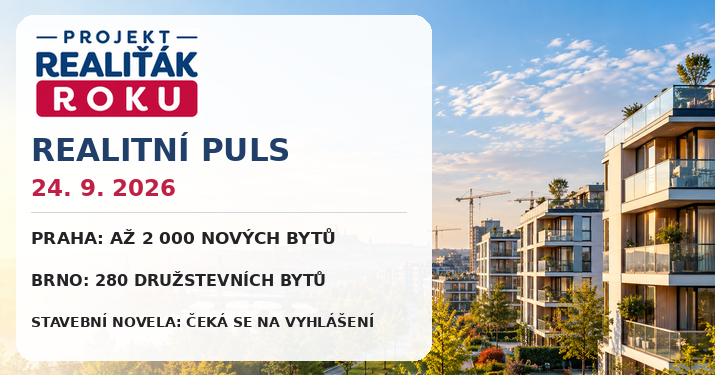 Realitní puls 24. 9. 2026: Praha chystá 2 000 bytů, Brno financuje 280 družstevních a Ostrava vrací domy bydlení