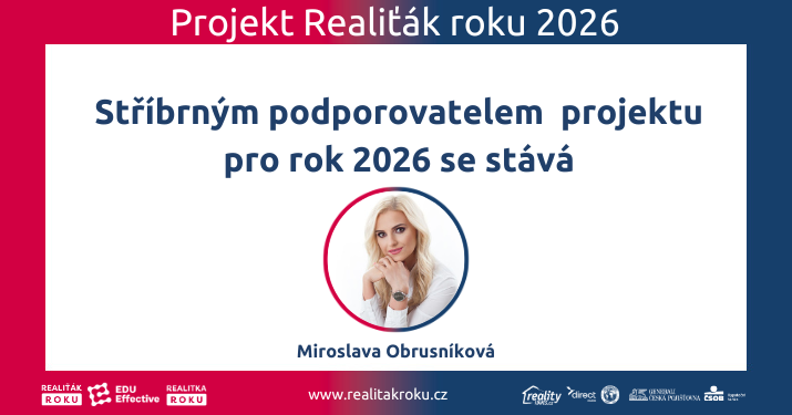 Miroslava Obrusníková pokračuje s projektem Realiťák roku: pro ročník 2026 zůstává stříbrnou podporovatelkou