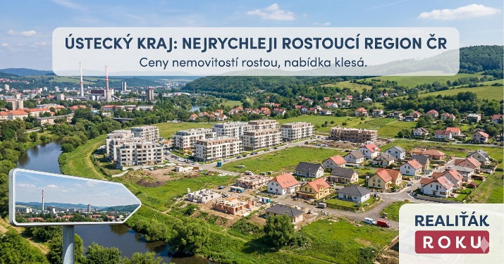 Ústecký kraj 2024–2025: Nejrychleji rostoucí region ČR. Ceny bytů +25,9 %, domy zrychlily o 46 %, nájmy rostou a nabídka klesá