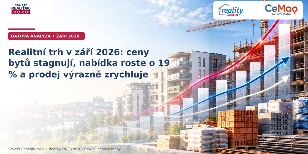 Realitní trh v září 2026: ceny bytů stagnují, nabídka roste o 19 % a prodej výrazně zrychluje