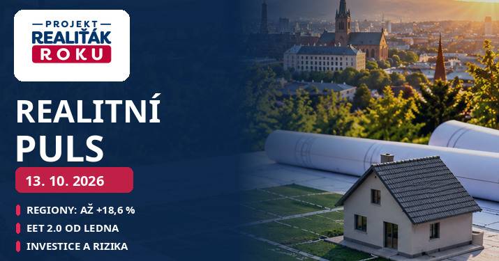 Realitní puls 13. 10. 2026: Vysočina vede v růstu cen bytů, EET mění platby a realitní investice nesou rizika