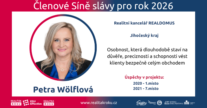Petra Wölflová se stává zlatou podporovatelkou projektu Realiťák roku. Pro rok 2026 vstupuje do Síně slávy a volí roli ambasadorky