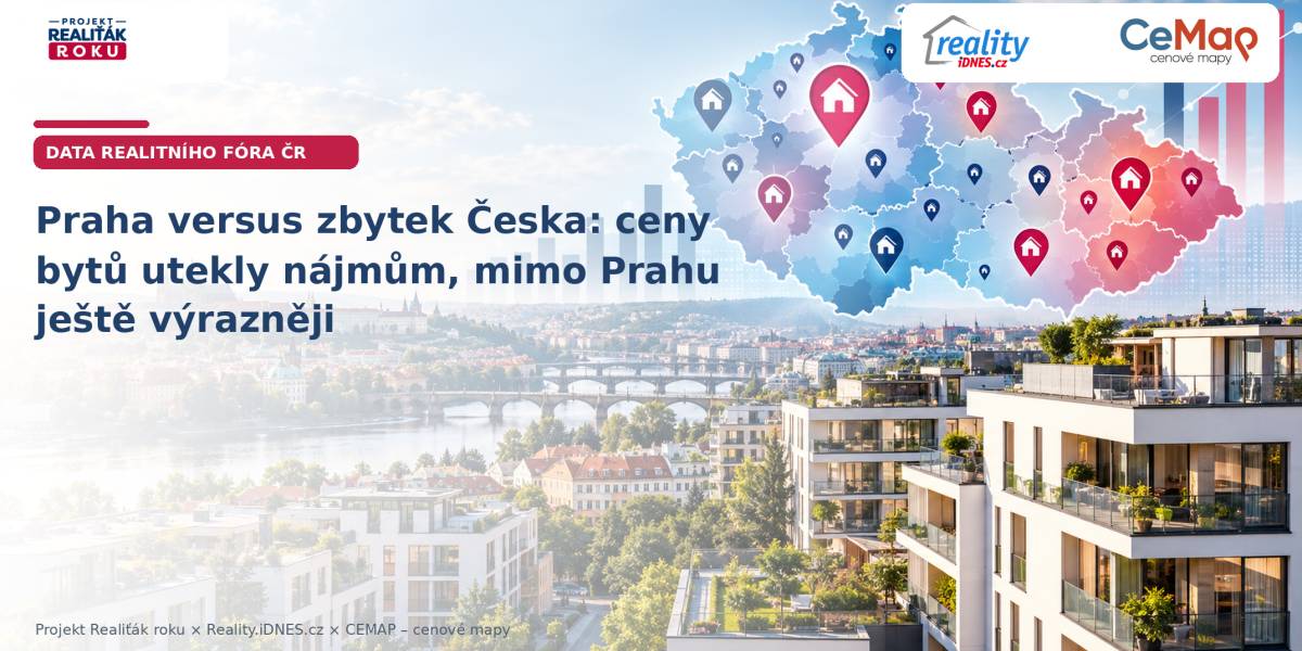 Praha versus zbytek Česka: ceny bytů utekly nájmům, mimo Prahu ještě výrazněji