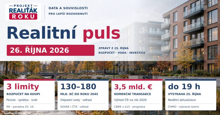 Realitní puls 26. 10. 2026: Limit hypotéky není rozpočet, u domu prověřte i vodu