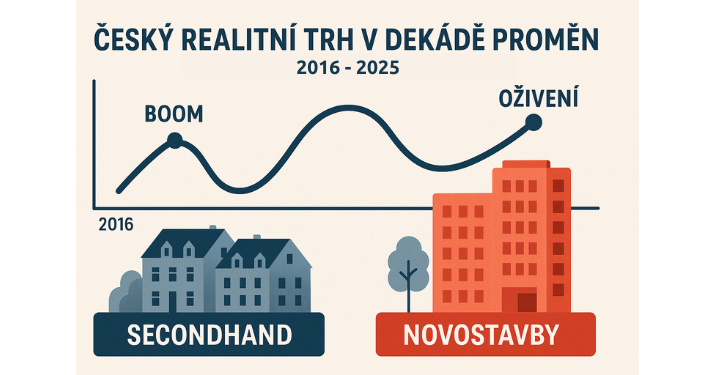 Český realitní trh v dekádě proměn: Od boomu k oživení (2016-2025) - Novostavby vs. seconhand