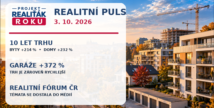 Realitní puls 3. 10. 2026: Byty za 10 let zdražily o 214 %, garáže o 372 %. Metro D mění Libuš
