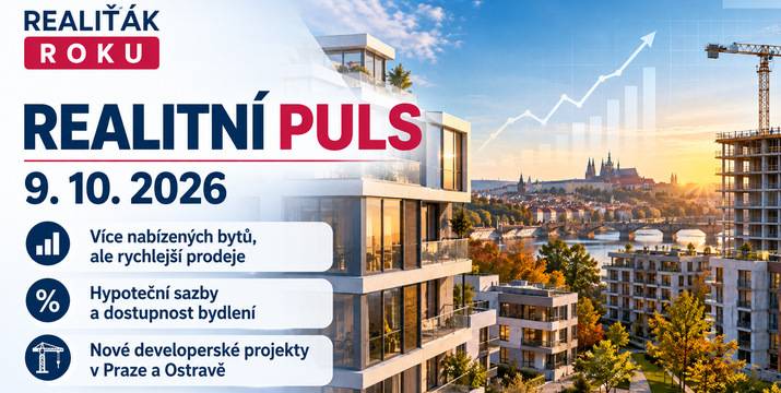 Realitní puls 9. 10. 2026: Nabídka bytů vzrostla o 19,2 %, doba nabízení klesla na 62 dní