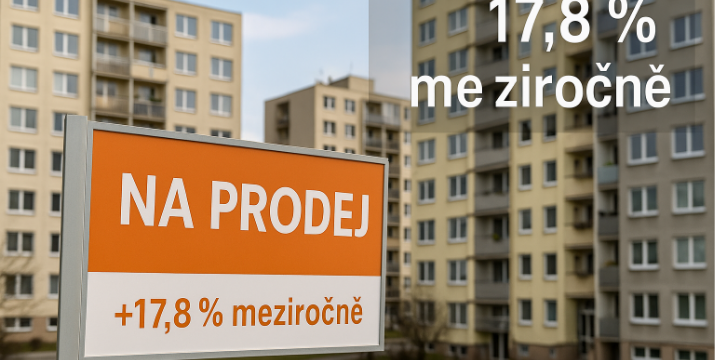 Byty na prodej výrazně zrychlily a zdražily: Česko +17,8 % meziročně, inzerce spadla na 62 dní