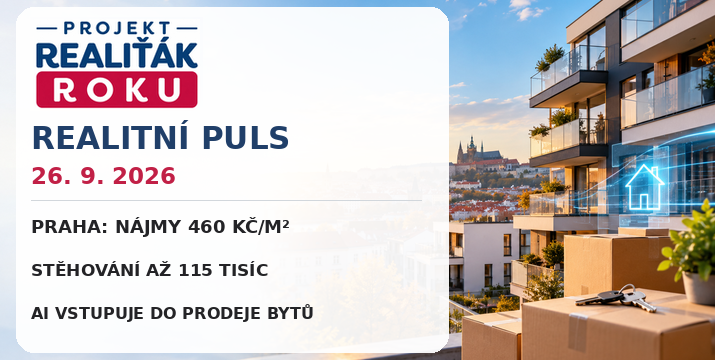 Realitní puls 26. 9. 2026: Nájem v Praze je na 460 Kč/m², stěhování stojí přes 100 tisíc a AI začíná prodávat byty