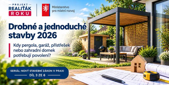 Drobné a jednoduché stavby 2026: kdy pergola, přístřešek, garáž nebo zahradní domek potřebují povolení?