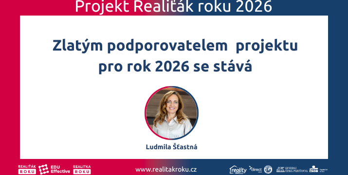 Ludmila Šťastná výrazně posiluje podporu projektu Realiťák roku: pro ročník 2026 se stává zlatou podporovatelkou