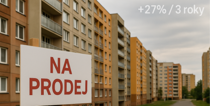 Byty na prodej na novém maximu. Za tři roky +27 %, nejrychleji dohánějí „levné“ kraje