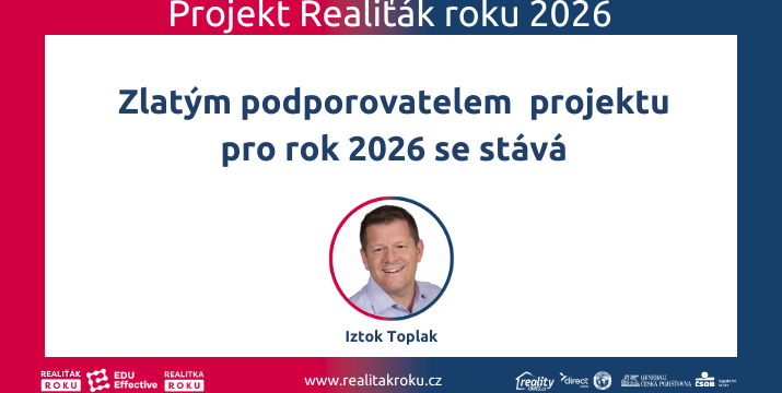 Iztok Toplak pokračuje s Realiťákem roku: pro ročník 2026 zůstává zlatým podporovatelem