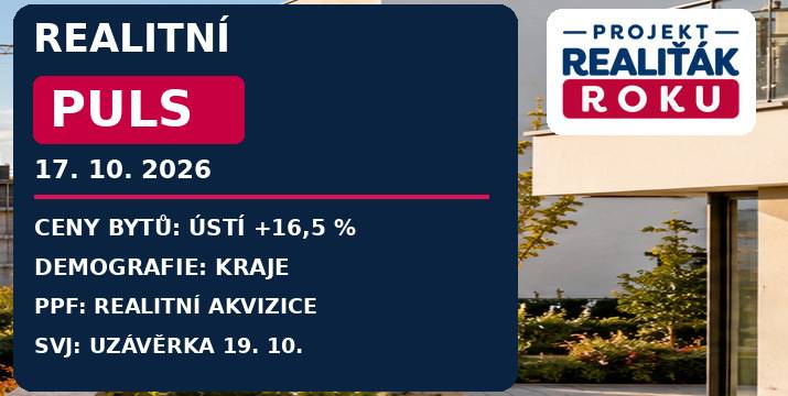 Realitní puls 17. 10. 2026: Ústí a Ostrava zdražují rychleji než Praha, demografie mění bydlení a PPF získala souhlas k akvizicím