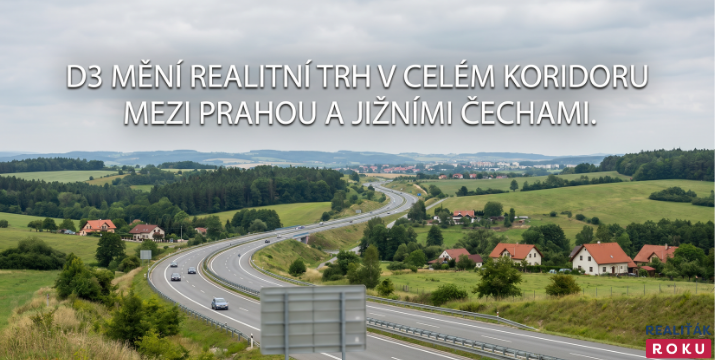 D3 přepisuje mapu bydlení mezi Prahou a jihem Čech. Nejde jen o Tábor a Budějovice, ale o celý koridor i jeho zázemí