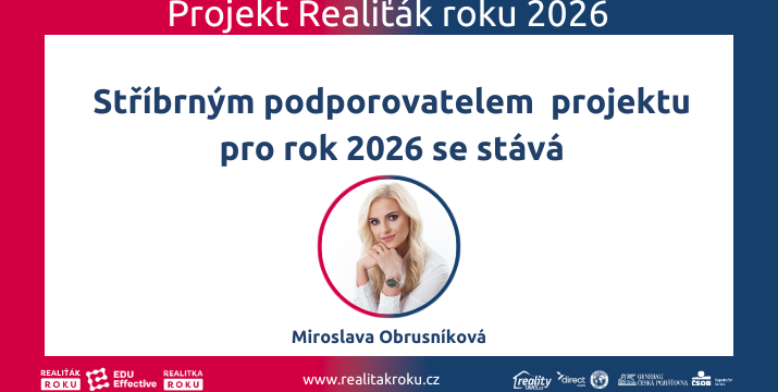 Miroslava Obrusníková pokračuje s projektem Realiťák roku: pro ročník 2026 zůstává stříbrnou podporovatelkou