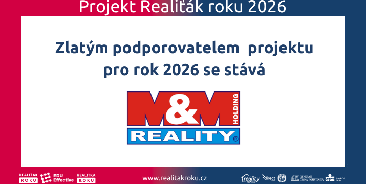 M&M reality potvrzuje podporu projektu Realiťák roku a pro ročník 2026 zůstává zlatým podporovatelem