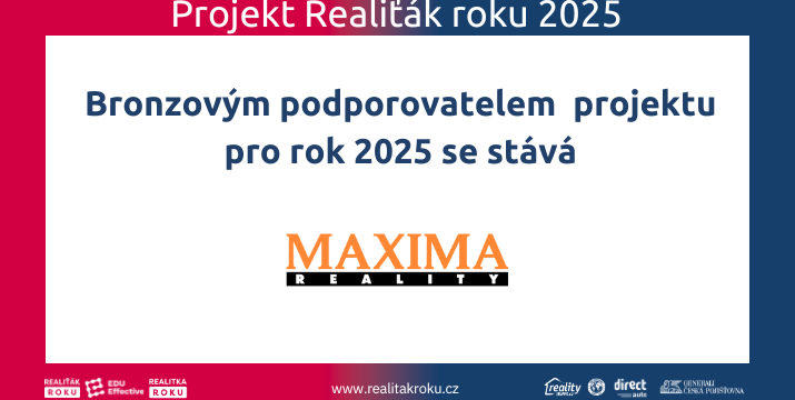 MAXIMA REALITY se stala bronzovým podporovatelem projektu Realiťák roku 2025