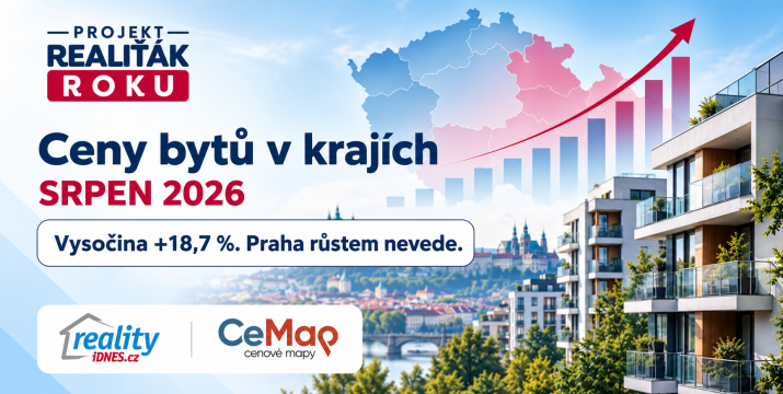 Ceny bytů v krajích v srpnu 2026: Vysočina +18,7 %, Praha růstem nevede
