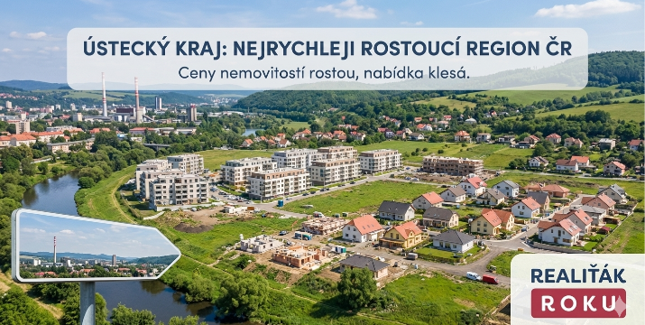 Ústecký kraj 2024–2025: Nejrychleji rostoucí region ČR. Ceny bytů +25,9 %, domy zrychlily o 46 %, nájmy rostou a nabídka klesá