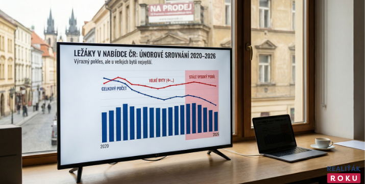 Ležáky v nabídce v ČR: únorové srovnání 2020–2026 ukazuje výrazný pokles. U velkých bytů je ale „ležákovost“ pořád nejvyšší