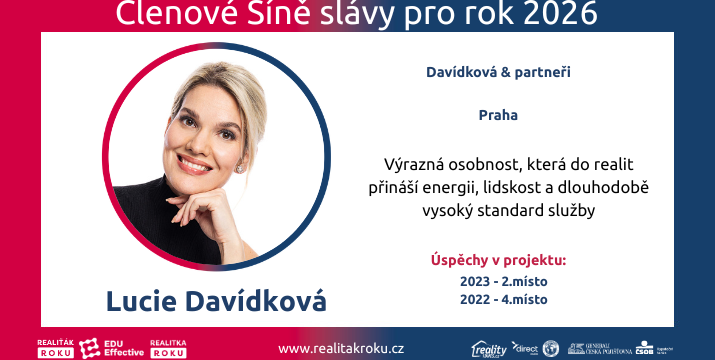 Lucie Davídková se stává zlatou podporovatelkou projektu Realiťák roku. Pro rok 2026 vstupuje do Síně slávy a volí roli ambasadorky