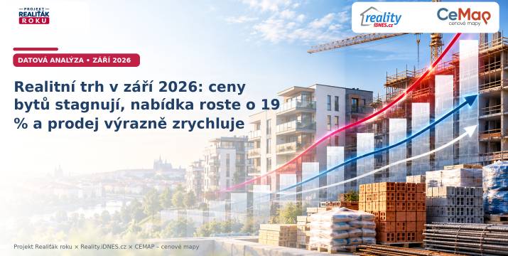 Realitní trh v září 2026: ceny bytů stagnují, nabídka roste o 19 % a prodej výrazně zrychluje