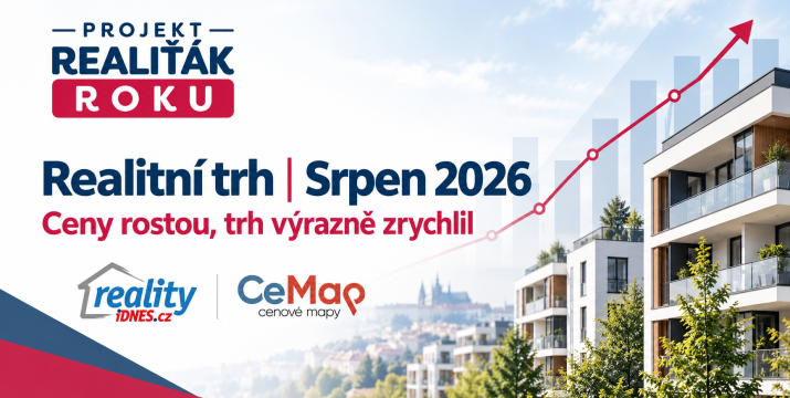 Realitní trh v srpnu 2026: ceny dál rostou, byty se nabízejí 63 dní a domy 82 dní
