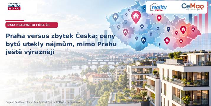 Praha versus zbytek Česka: ceny bytů utekly nájmům, mimo Prahu ještě výrazněji
