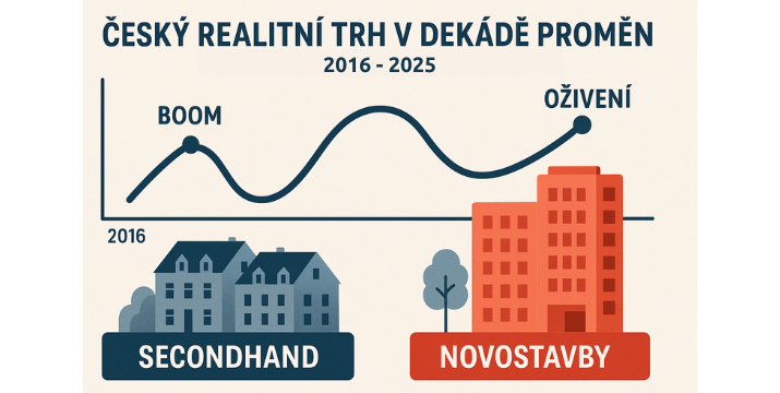Český realitní trh v dekádě proměn: Od boomu k oživení (2016-2025) - Novostavby vs. seconhand