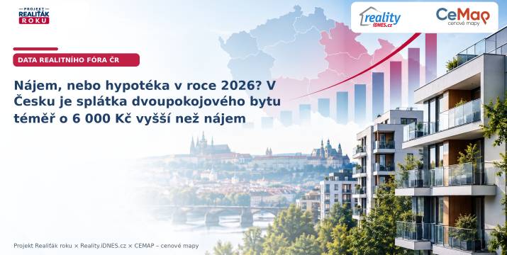 Nájem, nebo hypotéka v roce 2026? V Česku je splátka dvoupokojového bytu téměř o 6 000 Kč vyšší než nájem