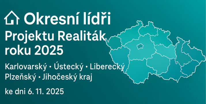 Okresní lídři (TOP3) Projektu Realiťák roku 2025: Karlovarský, Ústecký, Liberecký, Plzeňský a Jihočeský kraj ke dni 6.11.2025