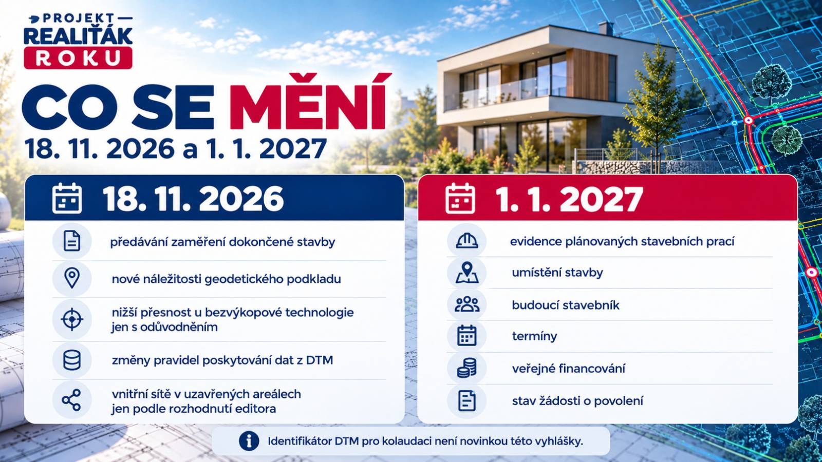 Přehled term&iacute;nů a nov&yacute;ch pravidel DTM v letech 2026 a 2027