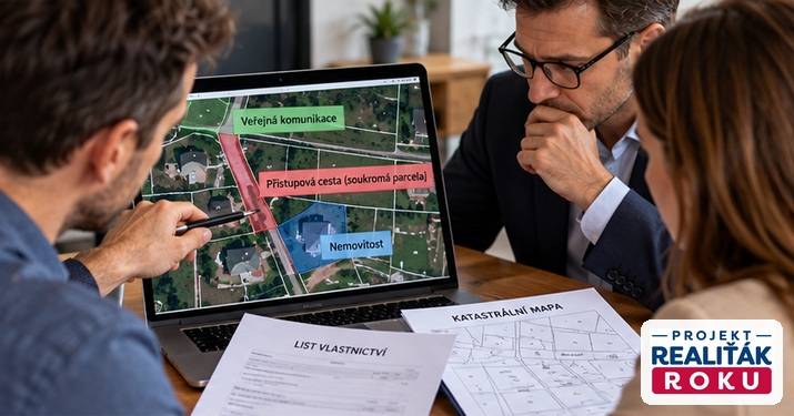 Kontrola vlastn&iacute;ka př&iacute;stupov&eacute; cesty v katastru před koup&iacute; domu