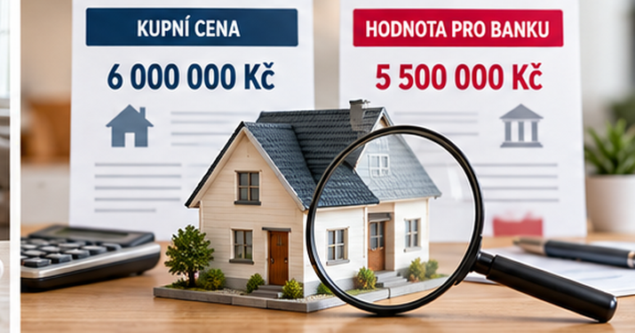 Srovn&aacute;n&iacute; kupn&iacute; ceny nemovitosti a hodnoty pro banku při hypot&eacute;ce