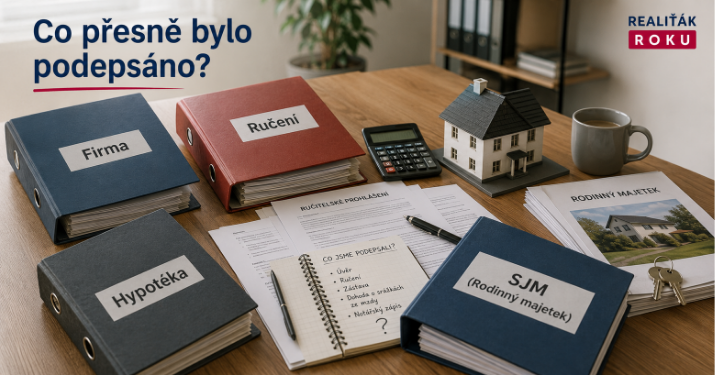Dokumenty k podnikání, ručení, hypotéce a rodinnému domu ukazují riziko pro rodinný majetek.