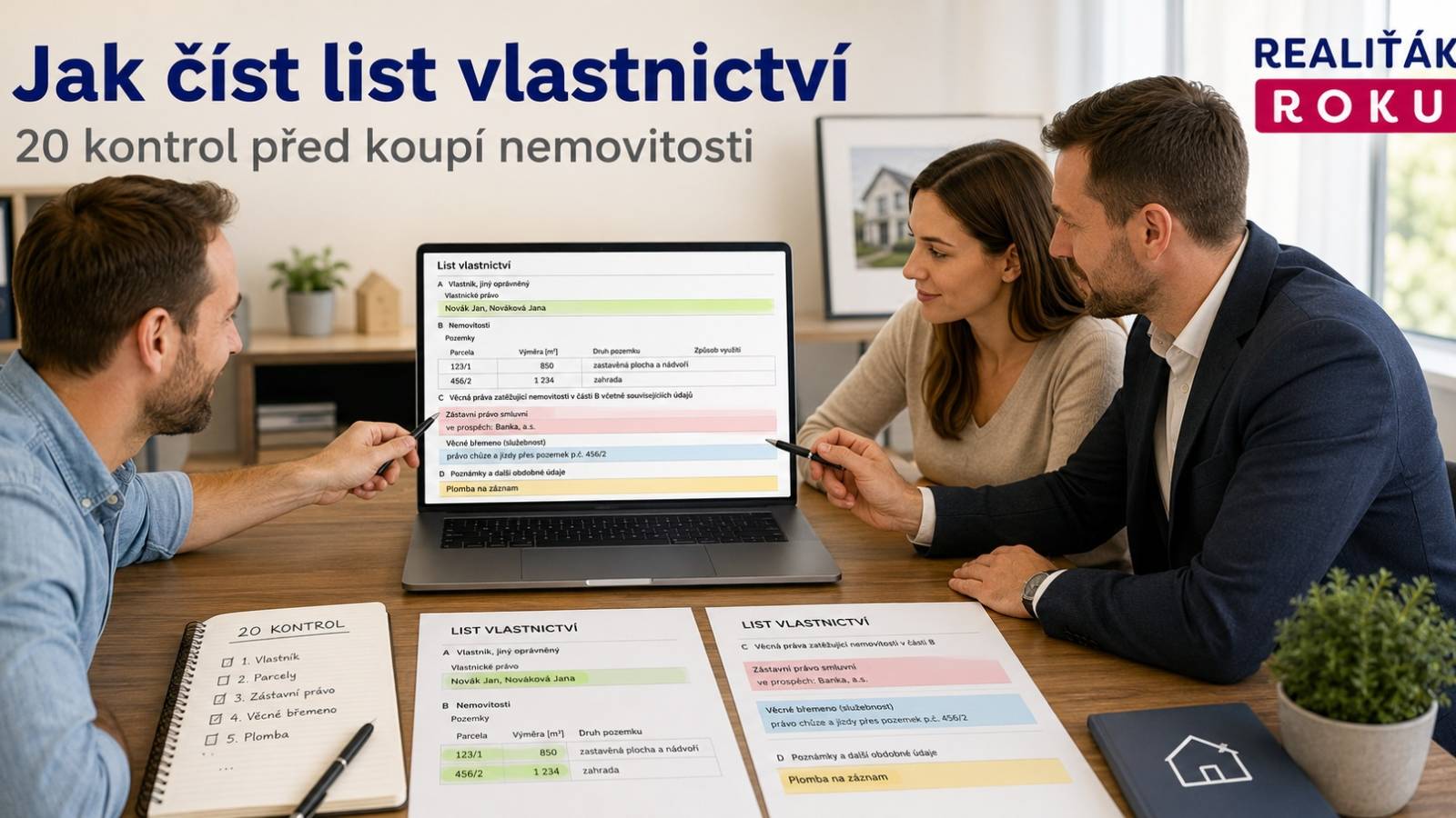Kontrola listu vlastnictví a katastru nemovitostí před koupí bytu nebo domu